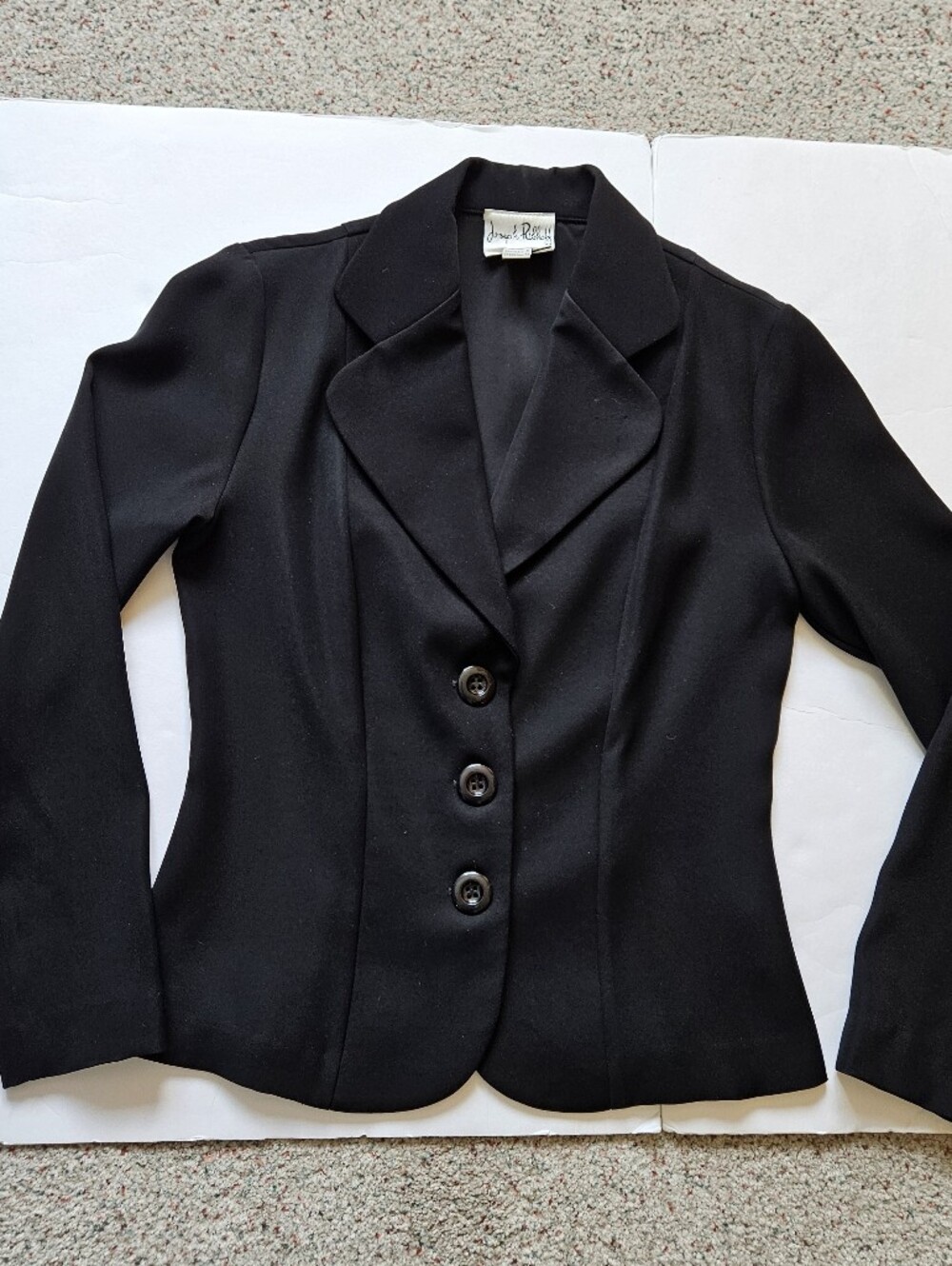 Joseph Ribkoff Black Unlined Suit Jacket Blazer Shoulder Pads Polyester 8